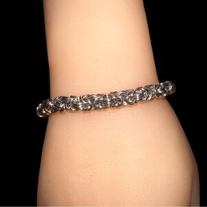 Byzantine Chainmail Silver Tone Bracelet
